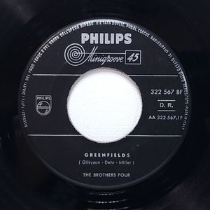 Brothers Four Vinyl 45 Greenfields / Angelique-O on Philips Italy VG+ Pop Vocal